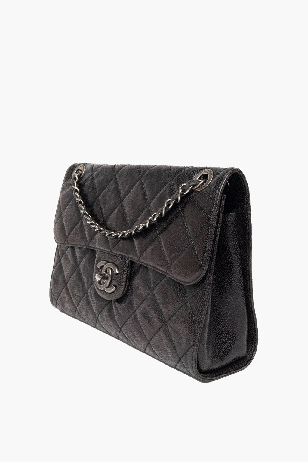 Chanel Black Glazed Caviar Flap Bag SHW