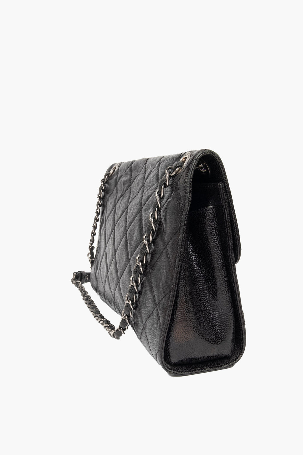 Chanel Black Glazed Caviar Flap Bag SHW