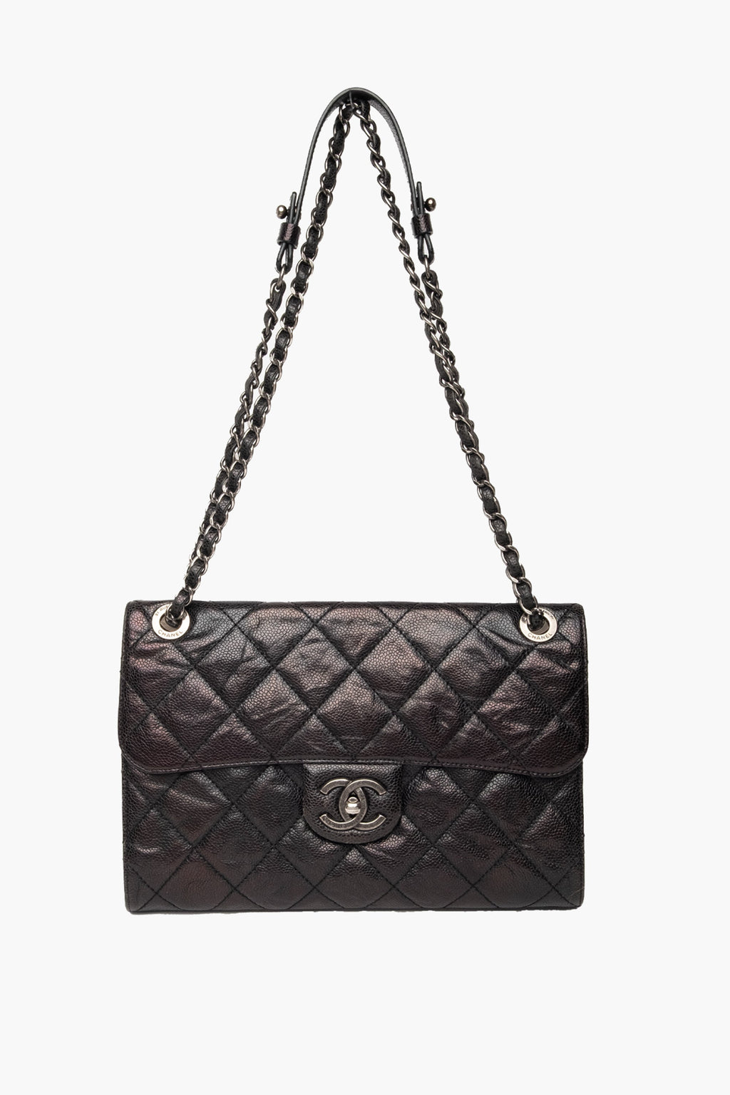 Chanel Black Glazed Caviar Flap Bag SHW