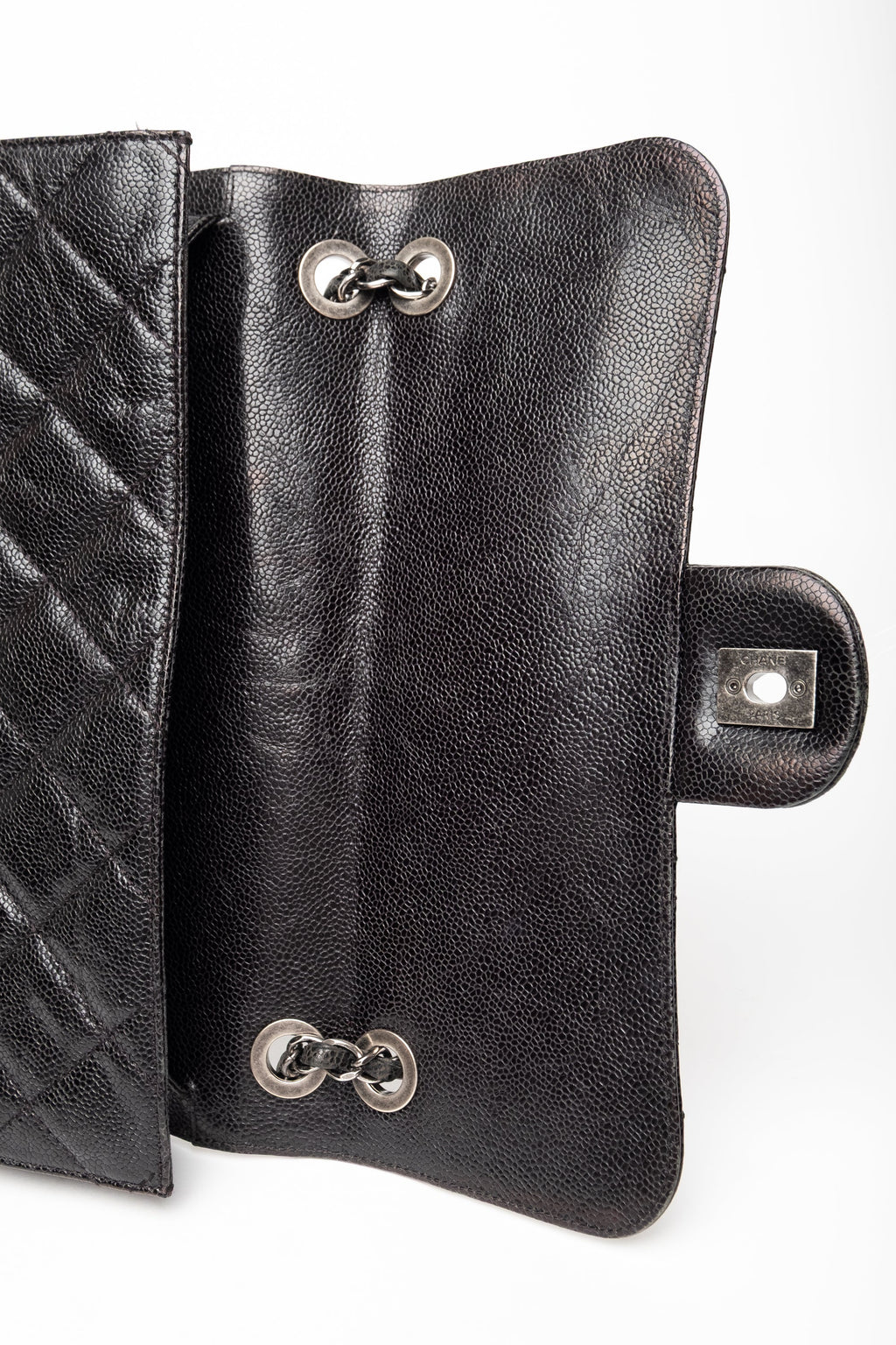 Chanel Black Glazed Caviar Flap Bag SHW