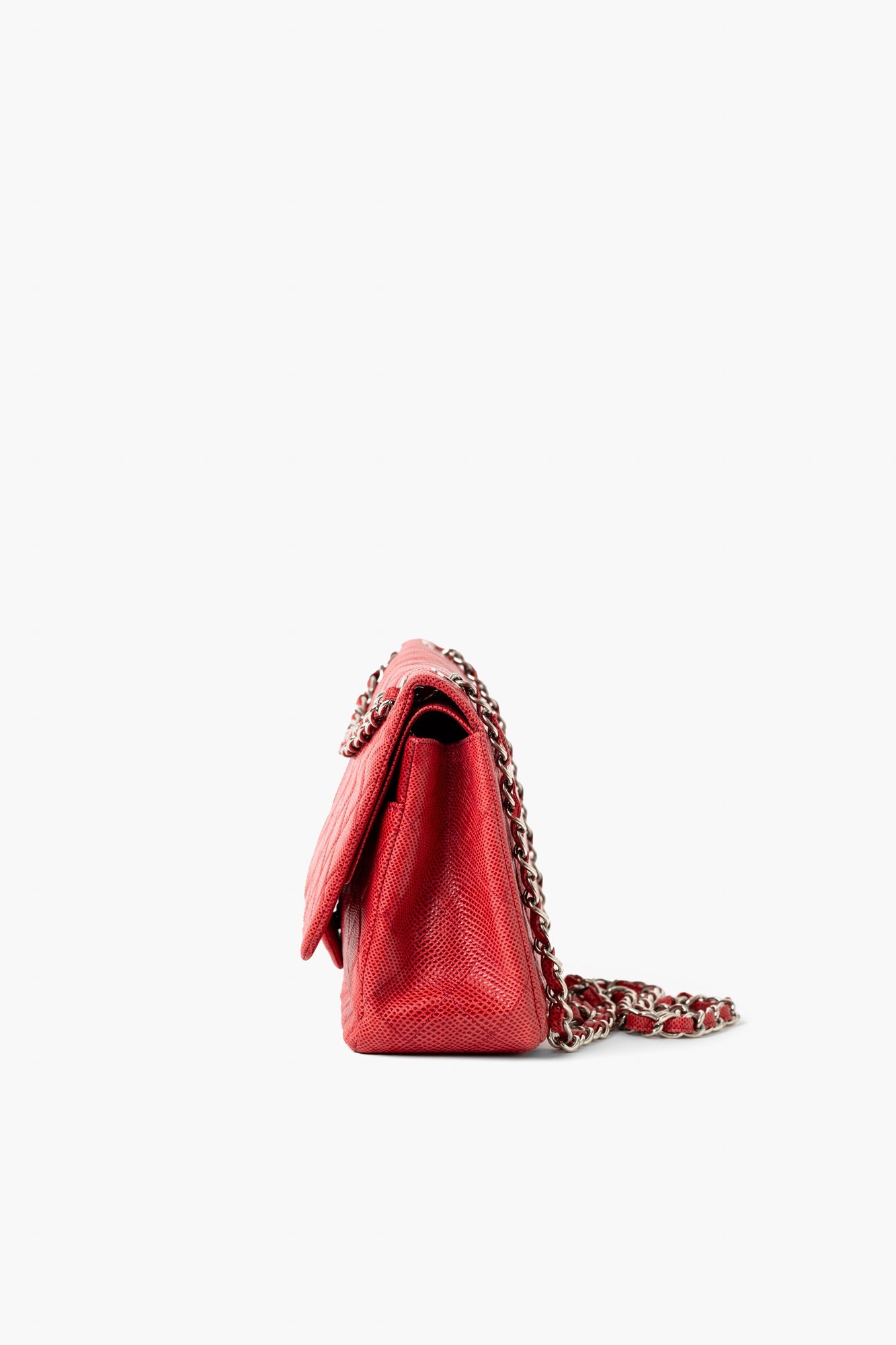 Chanel Red Lizard Classic Double Flap Jumbo Bag