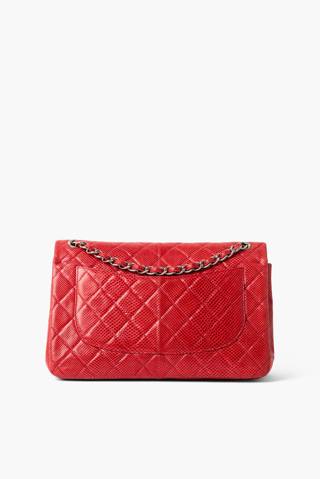 Chanel Red Lizard Classic Double Flap Jumbo Bag