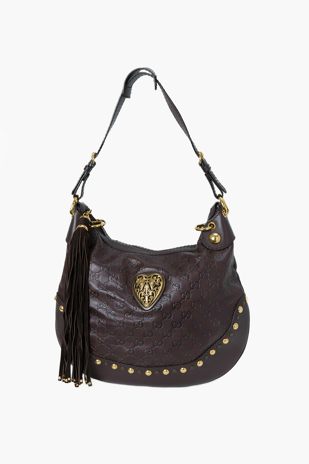 Gucci  Brown Babouska Leather Shoulder Bag
