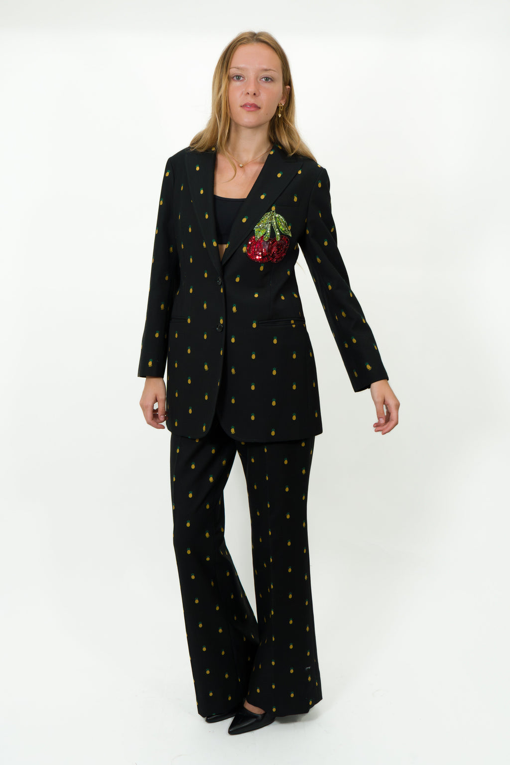 Gucci Black Pineapple Print Pants Size 44