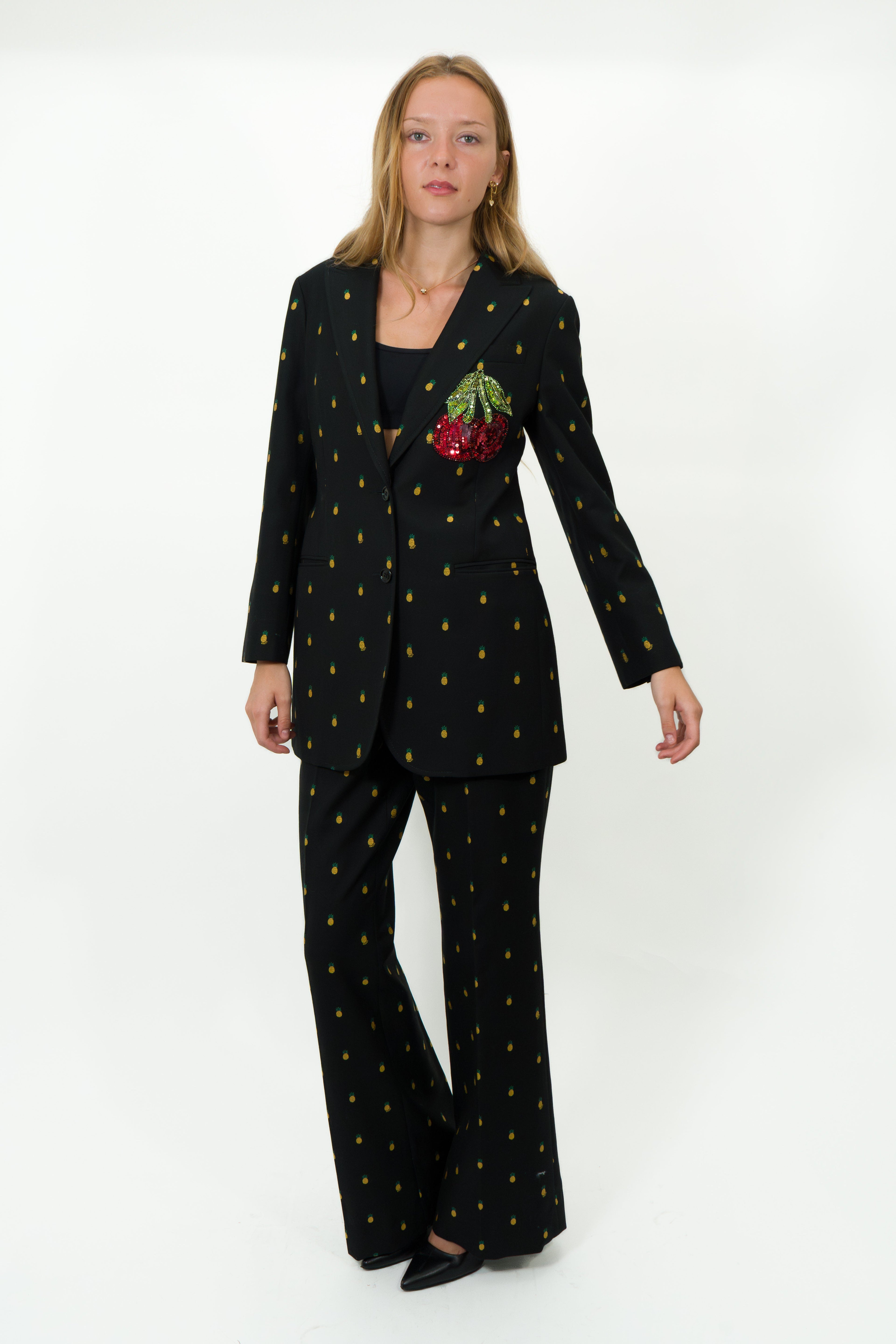 Gucci Black Pineapple Print Jacket Size 44