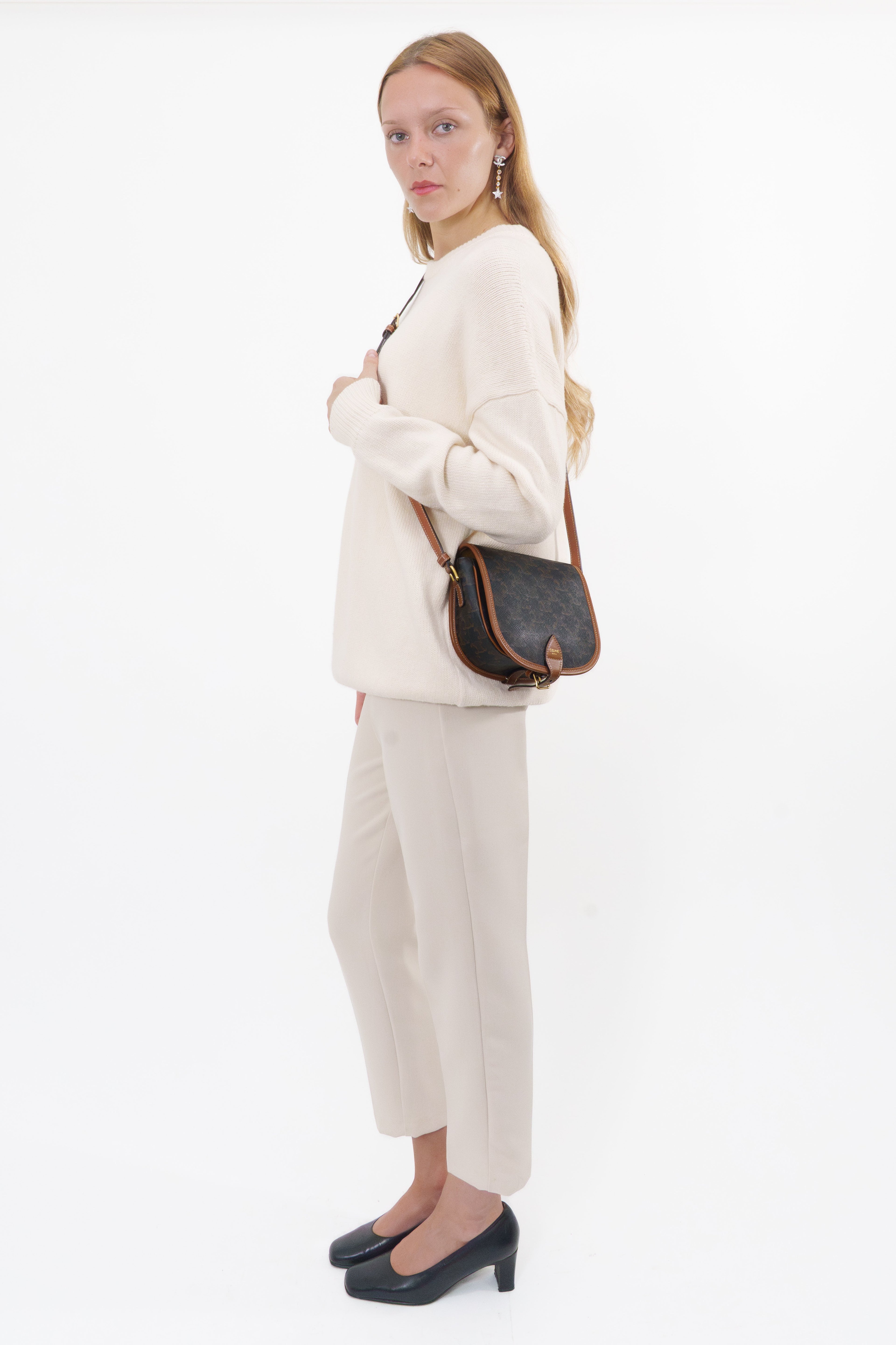 Celine Brown Medium Falco Crossbody Bag