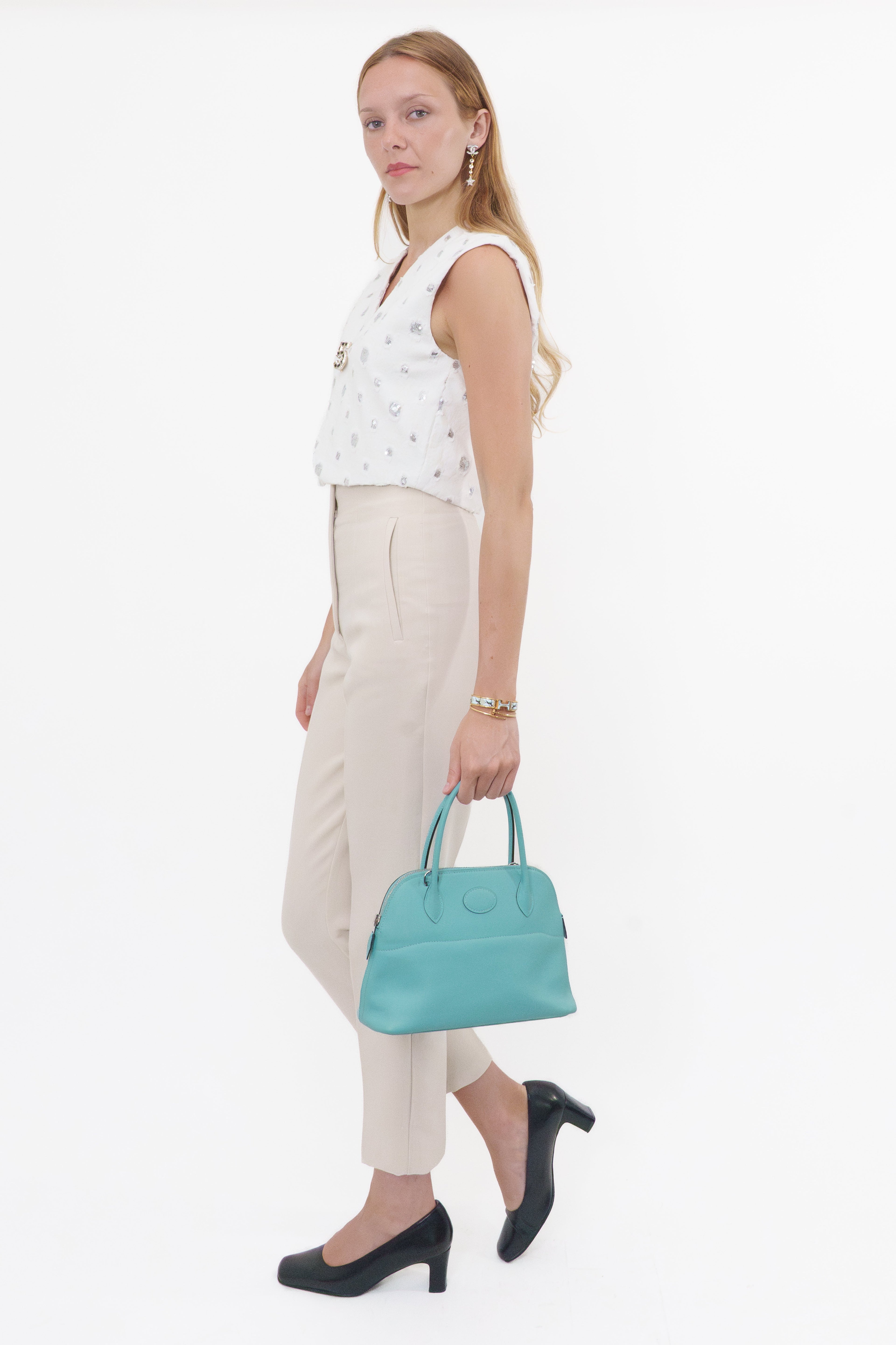 Hermes 2016 Bolide 27 Blue Atoll Swift Leather Bag