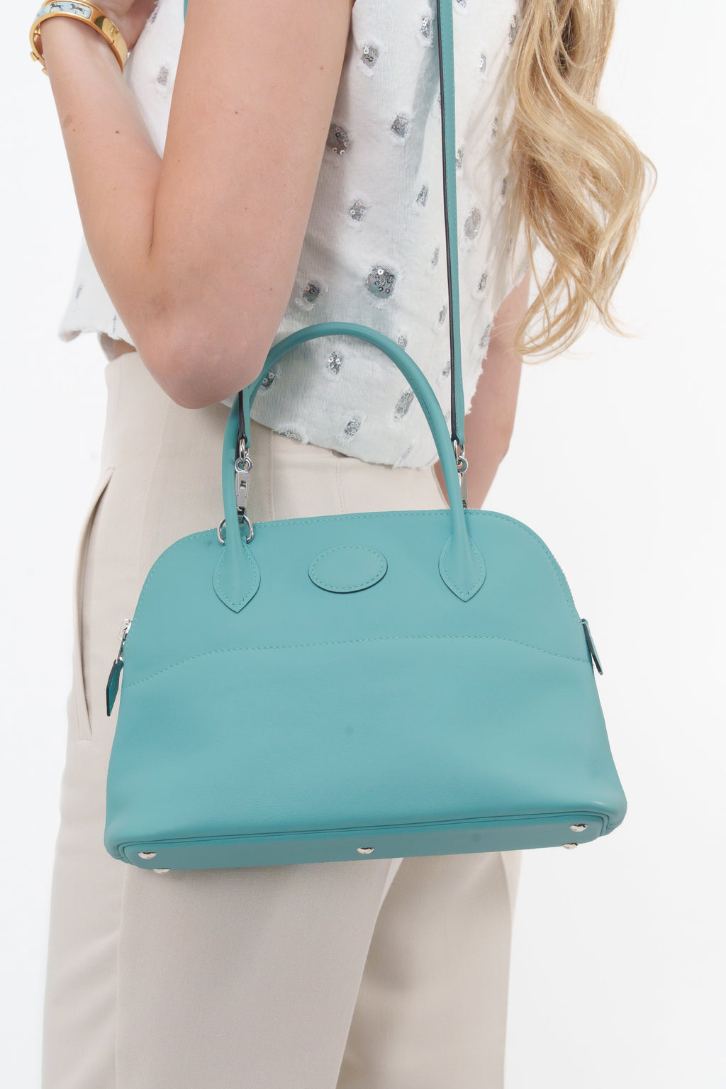 Hermes 2016 Bolide 27 Blue Atoll Swift Leather Bag