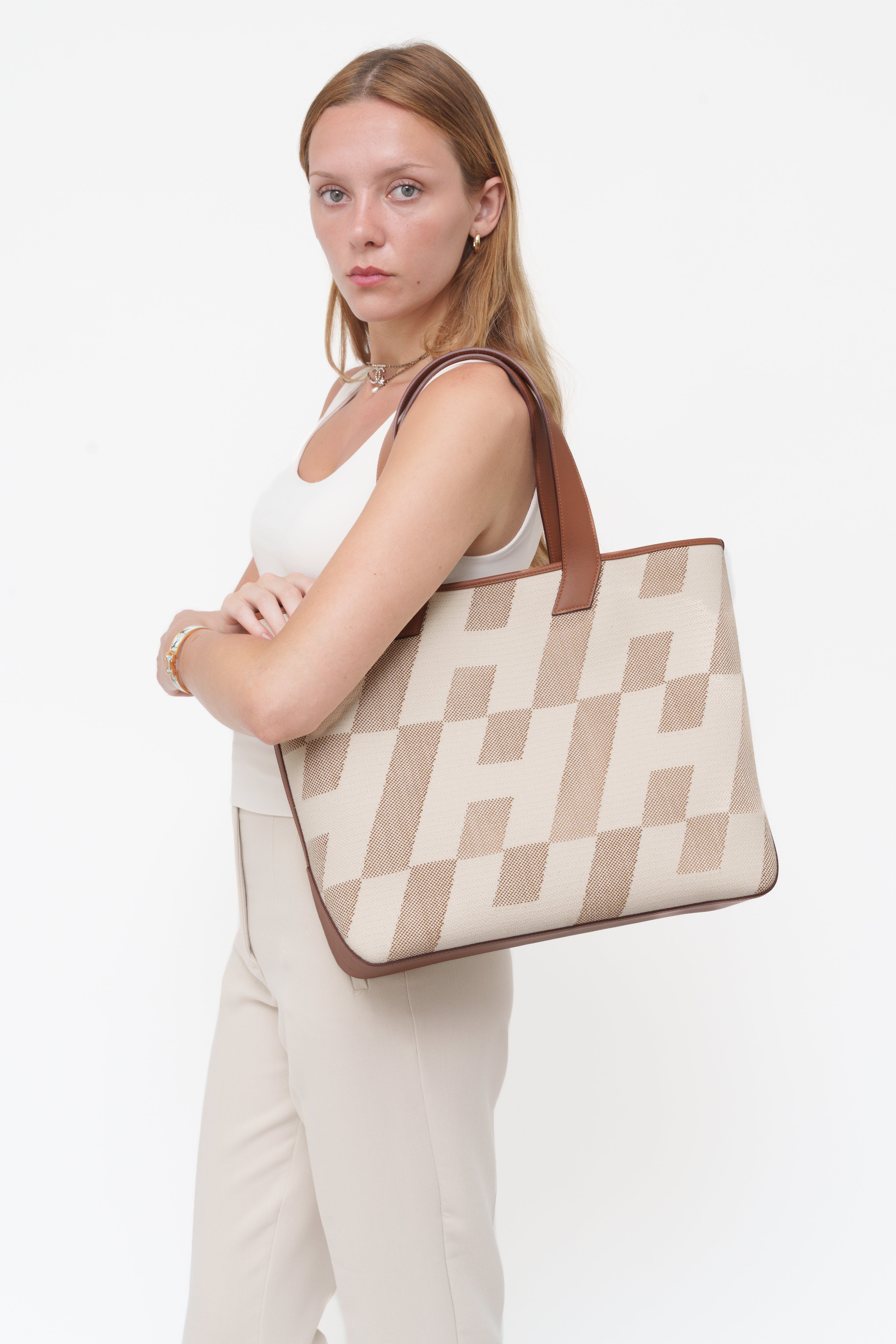 Hermes Beige Toile Cabas 40 Canvas Tote
