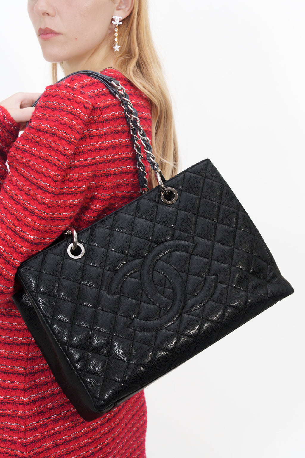Chanel Black Caviar GST Grand Shopping Tote Bag