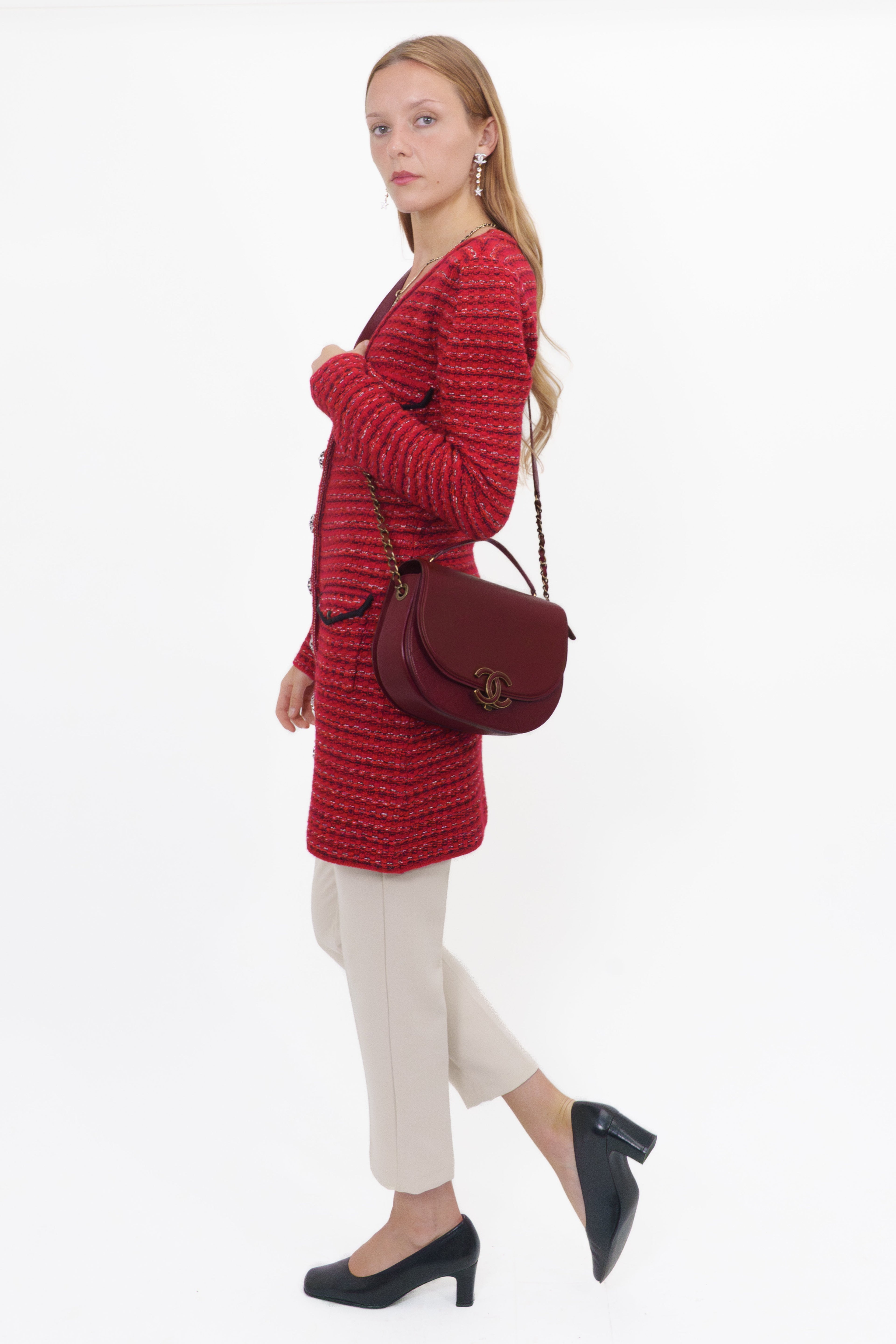 Chanel Burgundy Small Coco Curve Messenger Bag