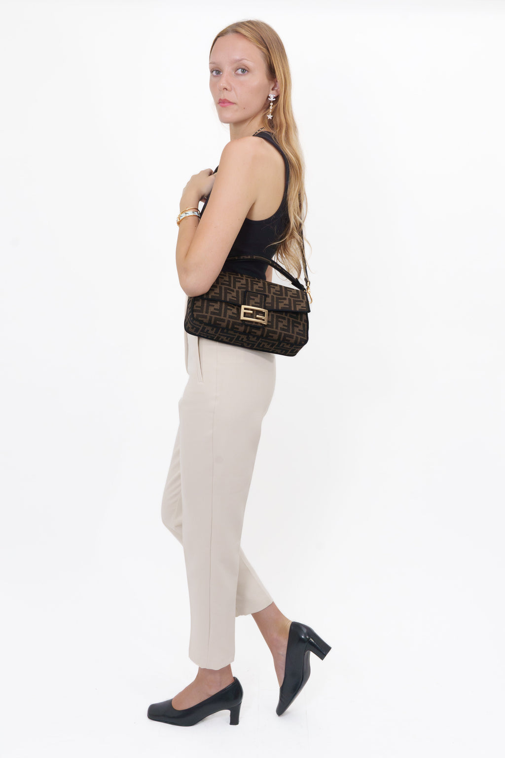 Fendi  FF Jacquard 2-Ways Baguette Bag