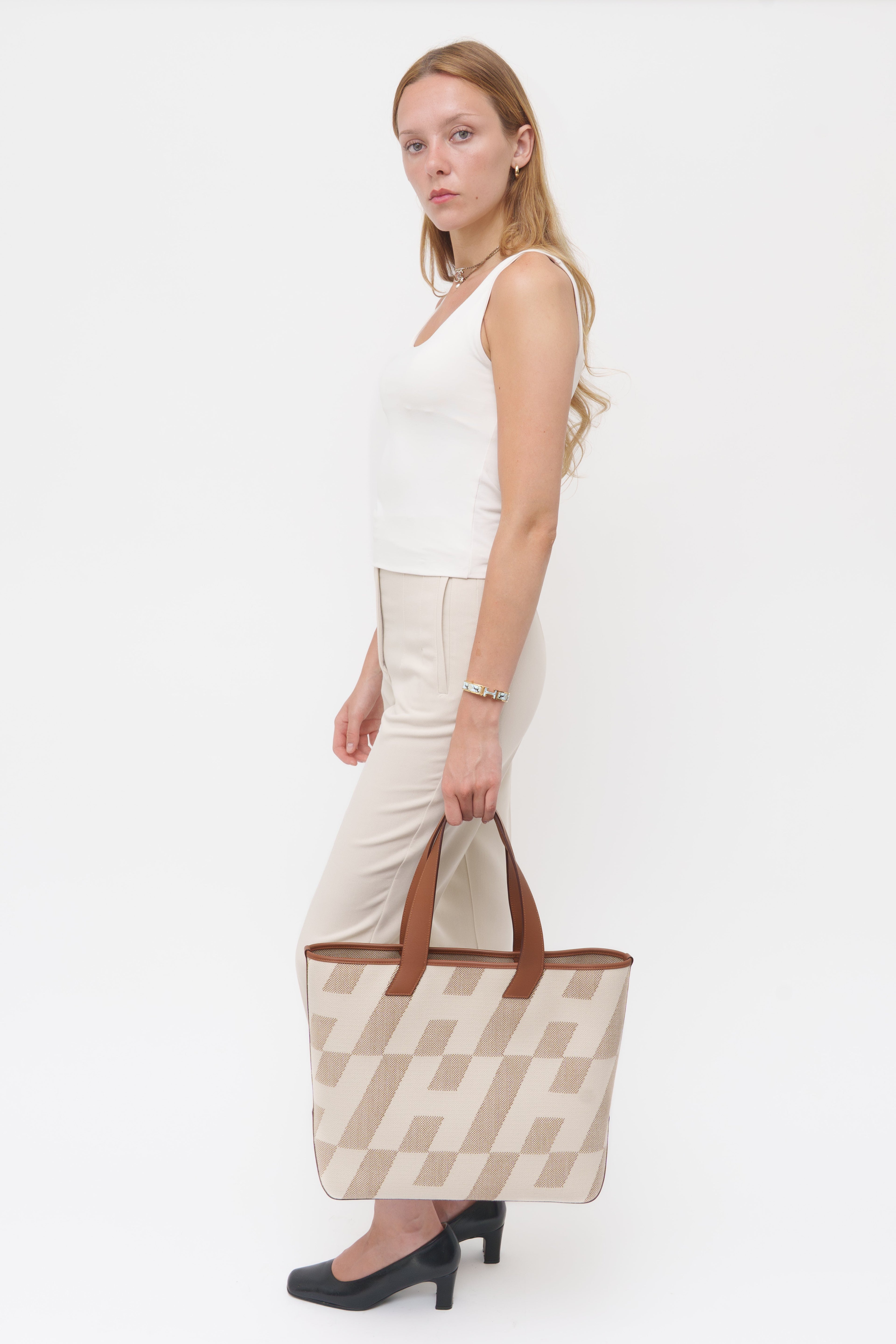 Hermes Beige Toile Cabas 40 Canvas Tote