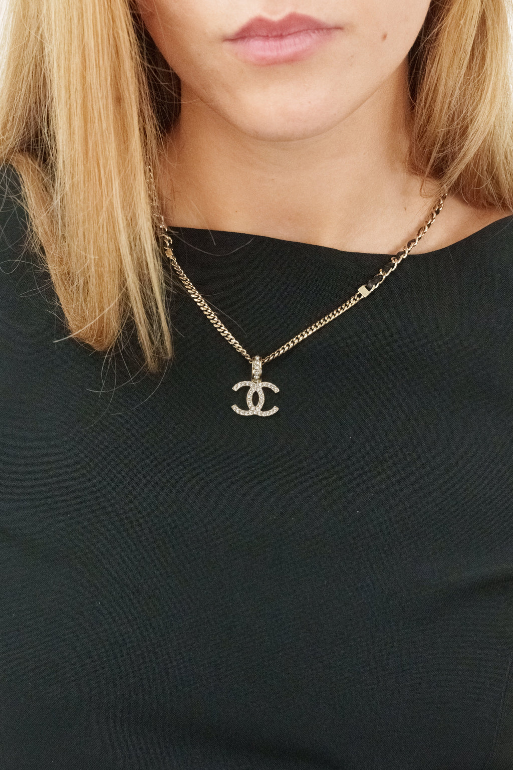 Chanel 24P Crystal CC Logo Necklace