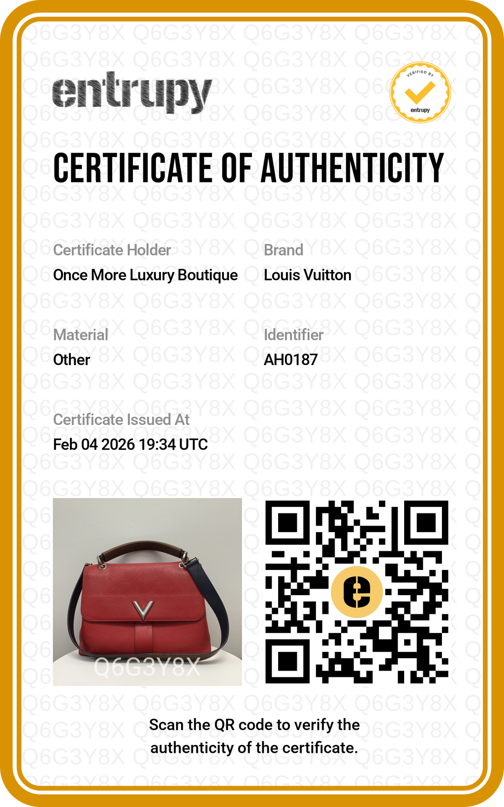 Louis Vuitton Rubis Monogram Leather Very One Handle Bag