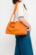 Hermes Orange Lindy 34 Clemence Leather