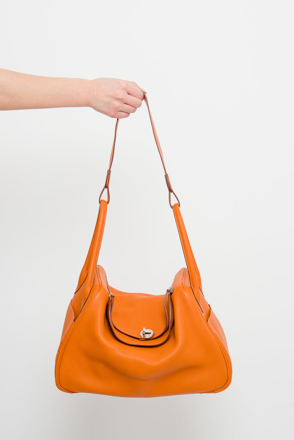 Hermes Orange Lindy 34 Clemence Leather