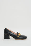 Gucci Black Sylvie Leather Mid-Heel Pumps Size 36
