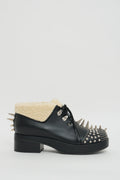 Gucci Black Shearling Studded Leather Boots 38