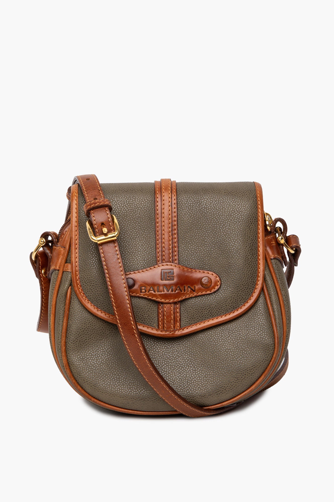 Pierre Balmain Vintage Green Leather Crossbody Bag
