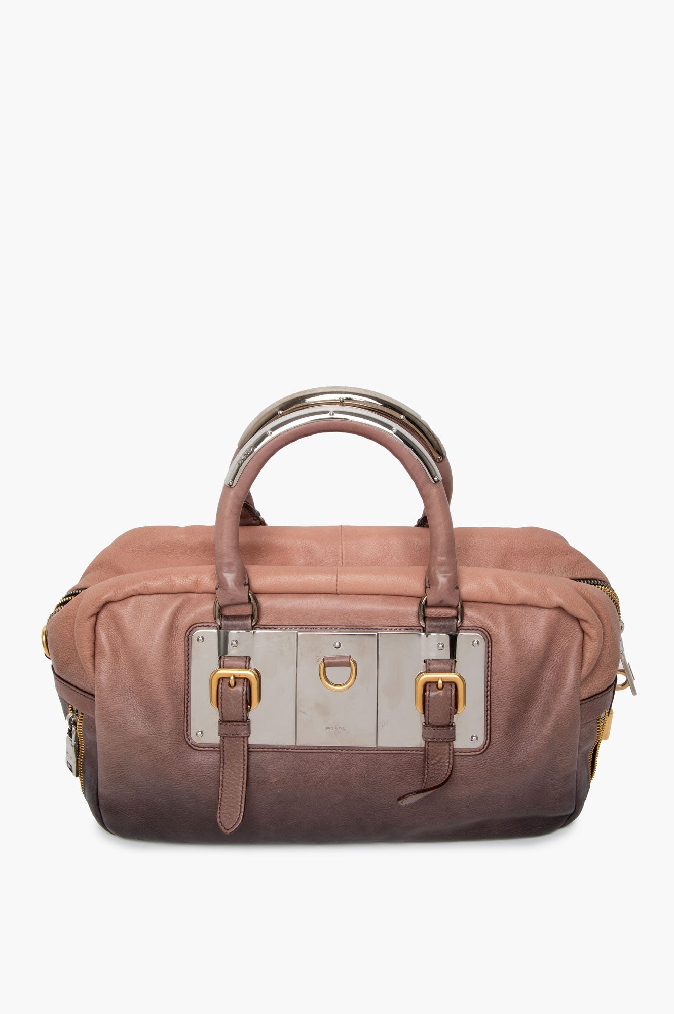 Prada Ardesia/Nudo Ombre Glace Zippers Satchel Bag