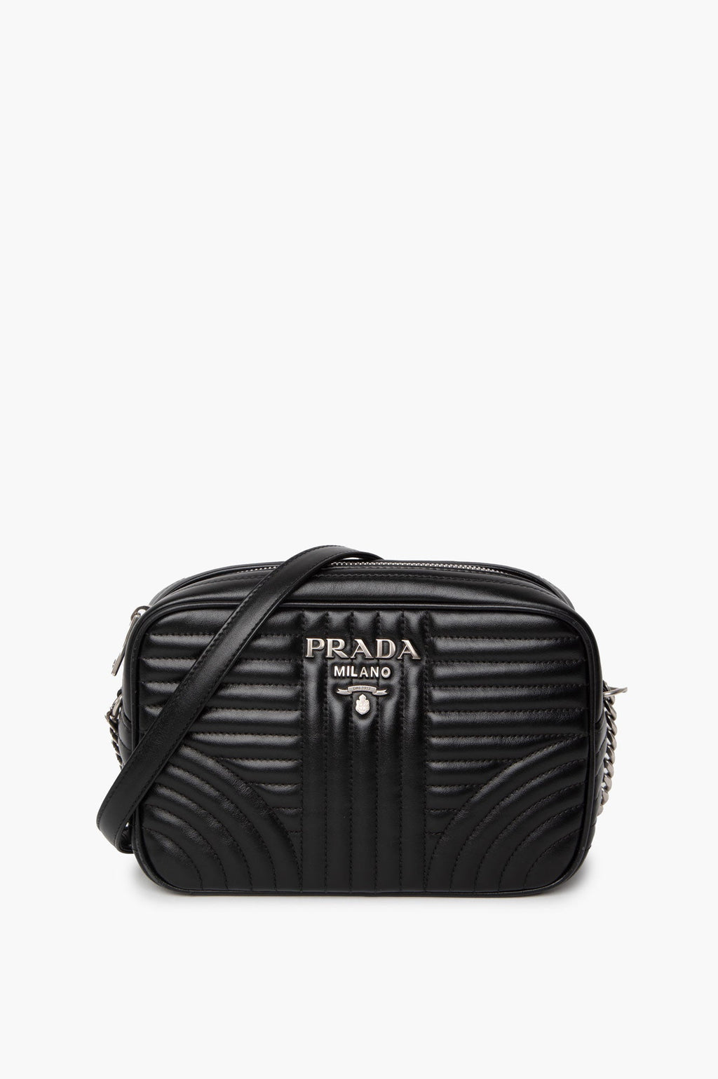 Prada Black Milano Logo Chain Camera Bag