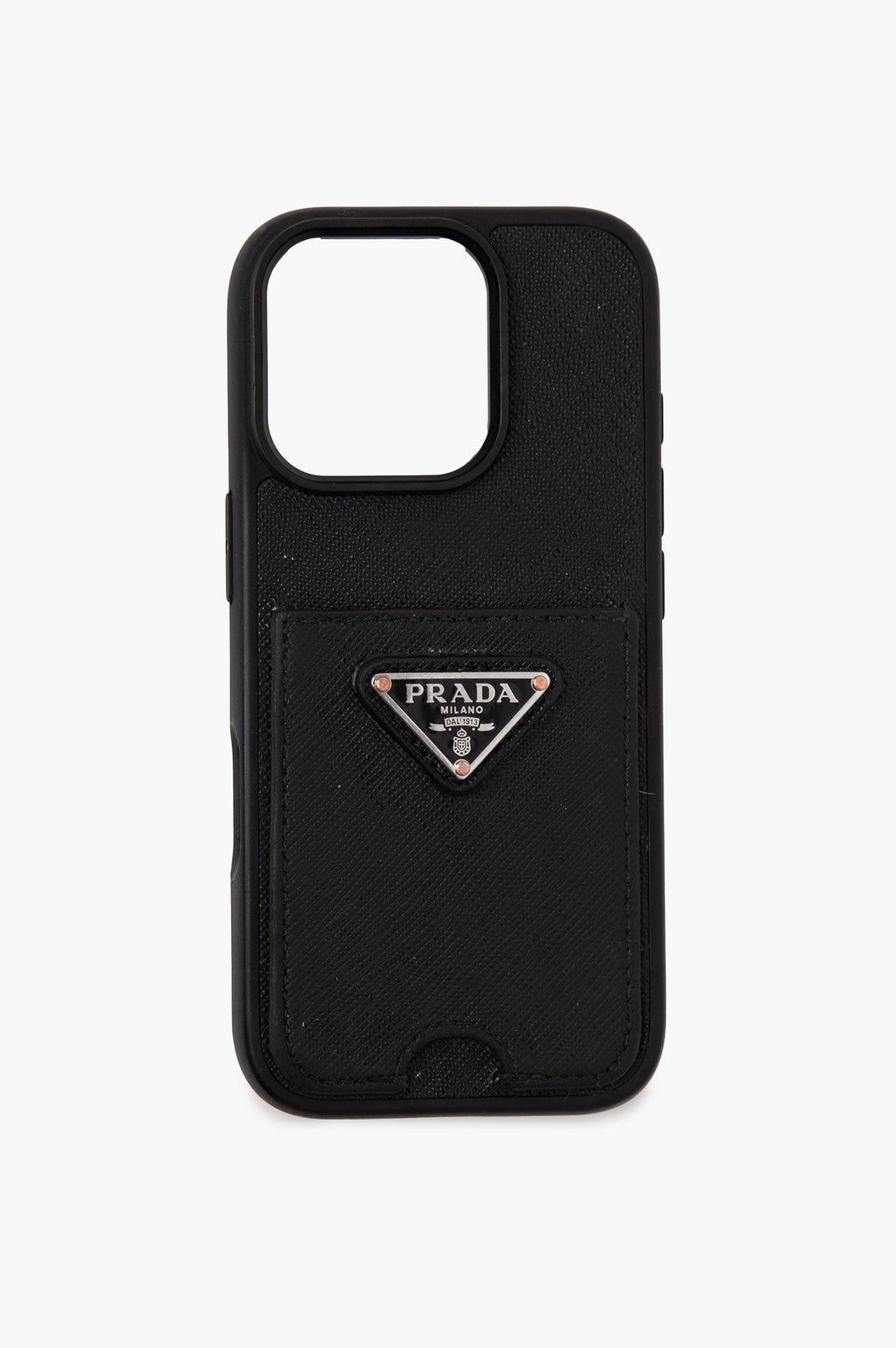 Prada Black Saffiano Leather iPhone 15 Pro Max Case