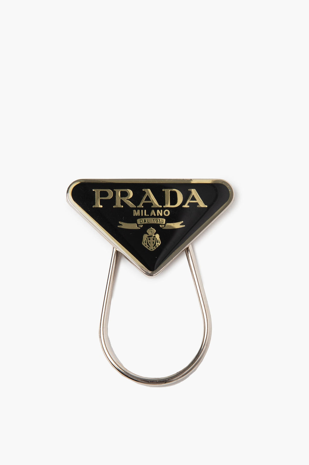 Prada Enamel Triangle Logo Key Ring