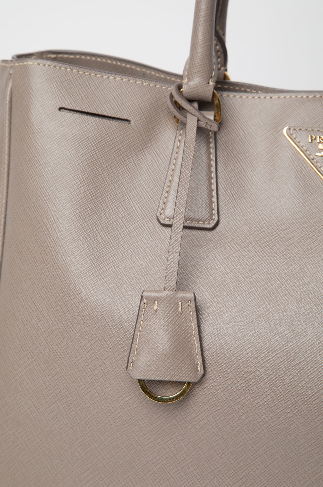 Prada Taupe Saffiano Gardeners Tote Bag