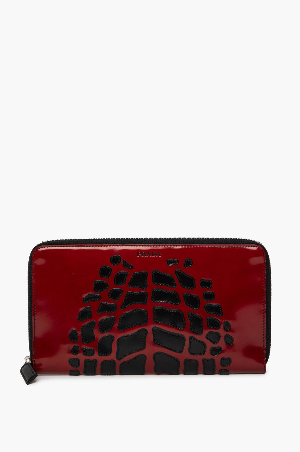 Prada Red/Black Spazzolato Long Clutch/Wallet