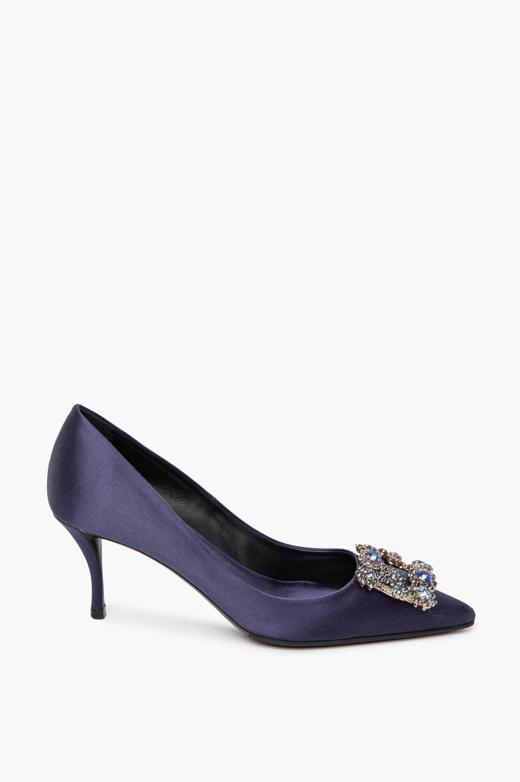 Roger Vivier Navy Satin Flower Strass Pumps Size 36.5
