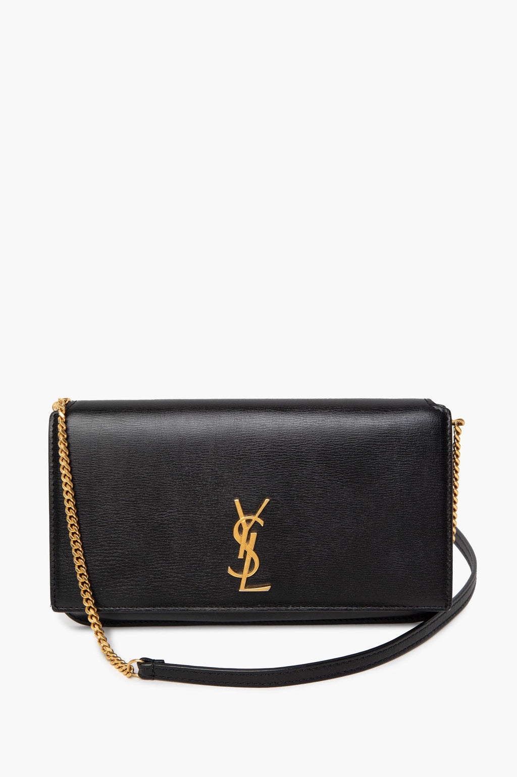 Saint Laurent Black Smooth Leather Cassandre Phone Bag