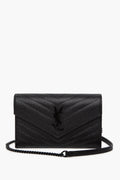Saint Laurent Black Cassandre Envelope Chain Wallet