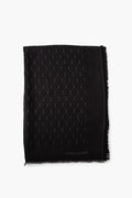 Saint Laurent Grey/Black Wool Blend Monogram Maxi Scarf