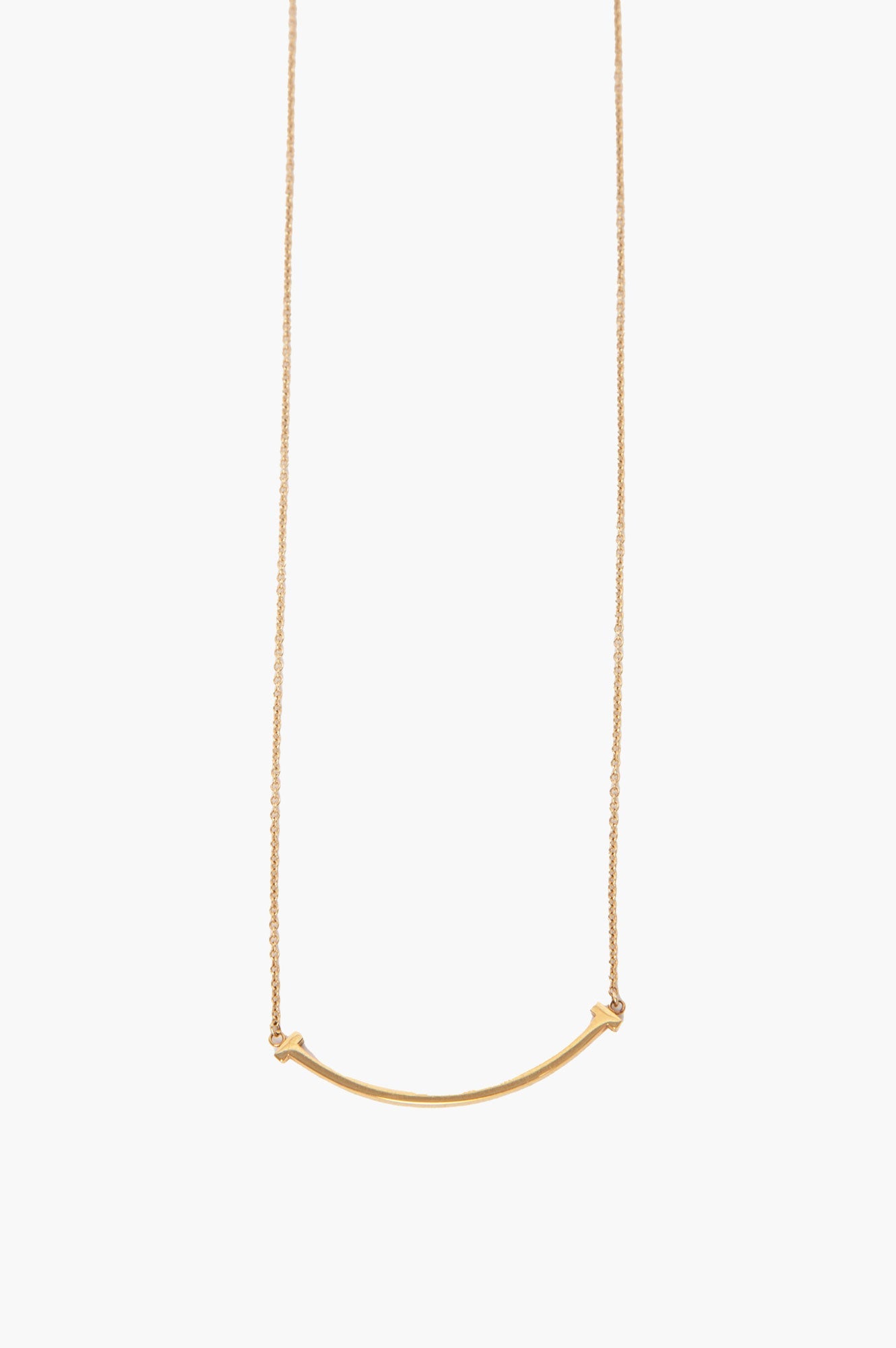 Tiffany & Co. 18k Yellow Gold T Smile Pendent Necklace