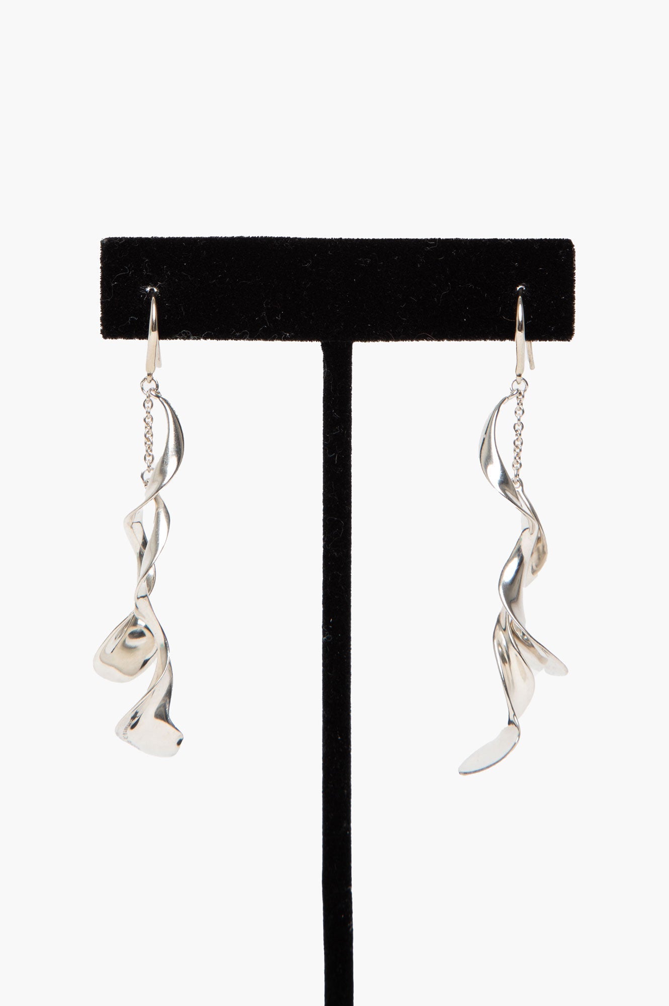 Tiffany & Co. Frank Gehry Sterling Silver Double Orchid Twist Drop Earrings