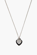 Tiffany & Co. Return To Tiffany Sterling Silver/Black Onyx Double Heart Tag Necklace