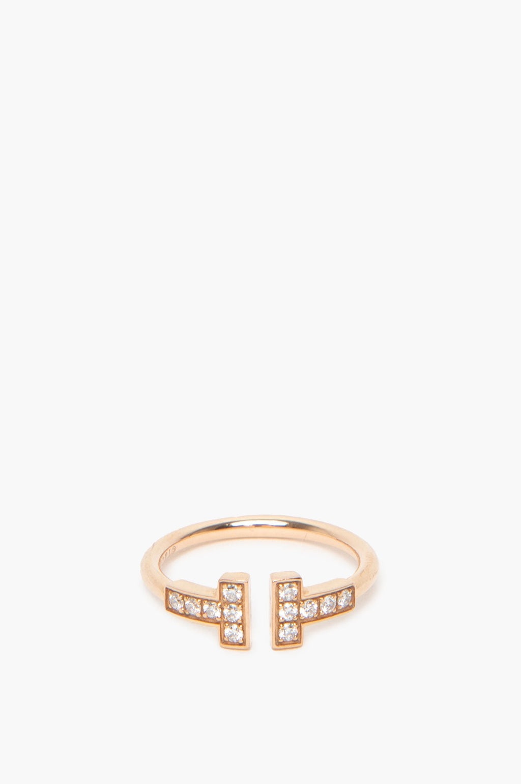 Tiffany & Co. Rose Gold Diamond T Wire Ring Size 4.75