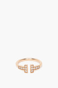 Tiffany & Co. Rose Gold Diamond T Wire Ring Size 4.75