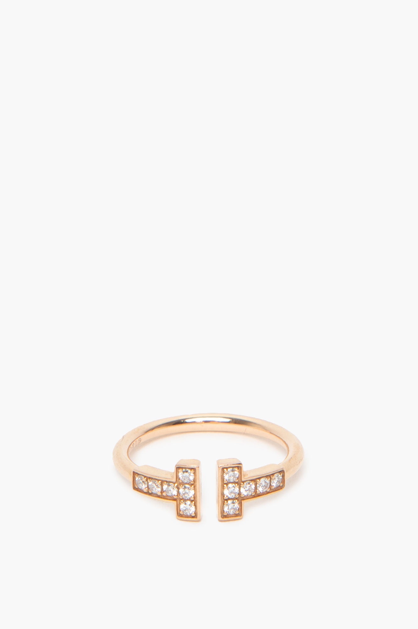 Tiffany & Co. Rose Gold Diamond T Wire Ring Size 4.75