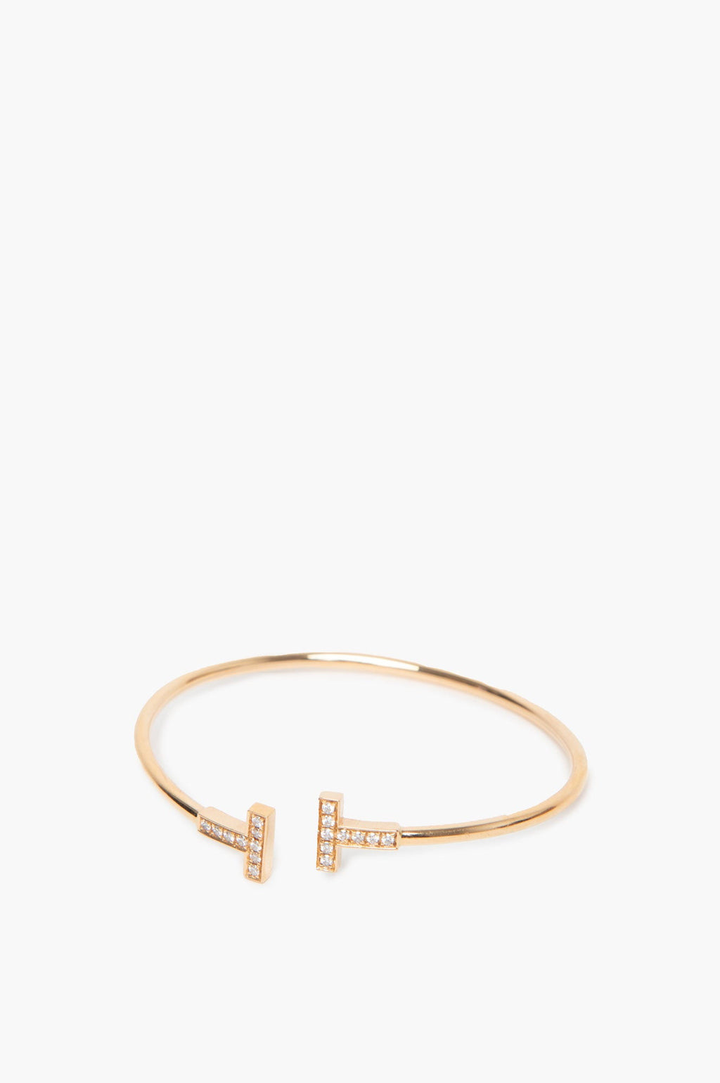 Tiffany & Co. 18k Gold T Diamond Wire Bracelet