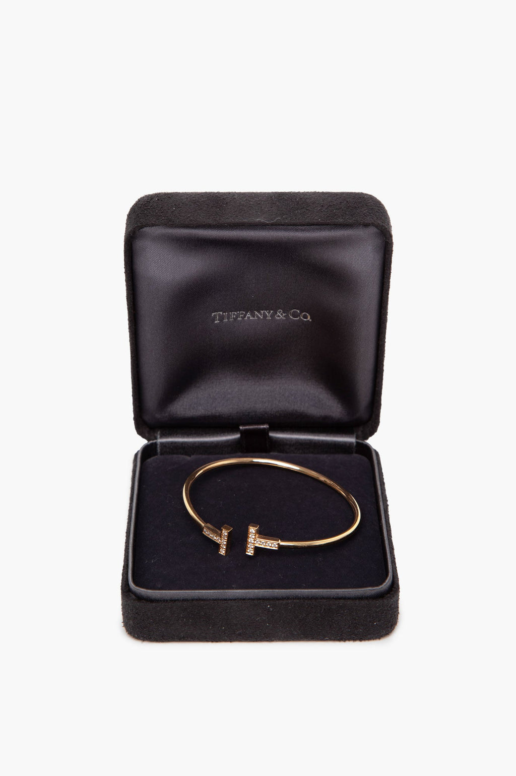 Tiffany & Co. 18k Gold T Diamond Wire Bracelet
