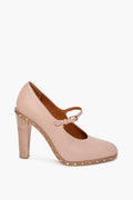 Valentino Dusty Rose Leather Soul Rockstud Mary Jane Pumps Size 36.5