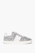 Valentino Silver Fly Crew Glitter Sneakers Size 37