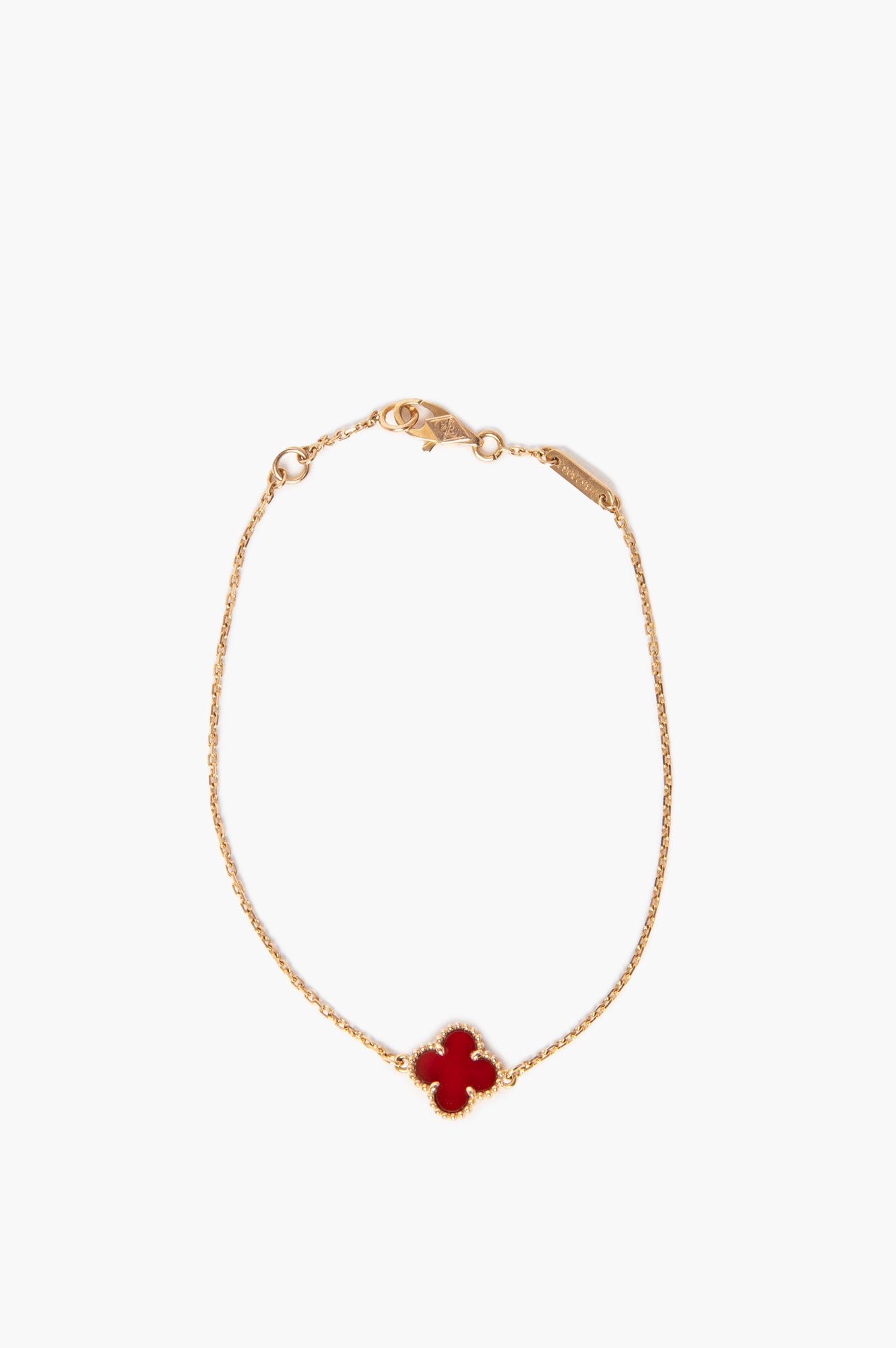 Van Cleef & Arpels Sweet Alhambra 18k Gold Red Carnelian Bracelet