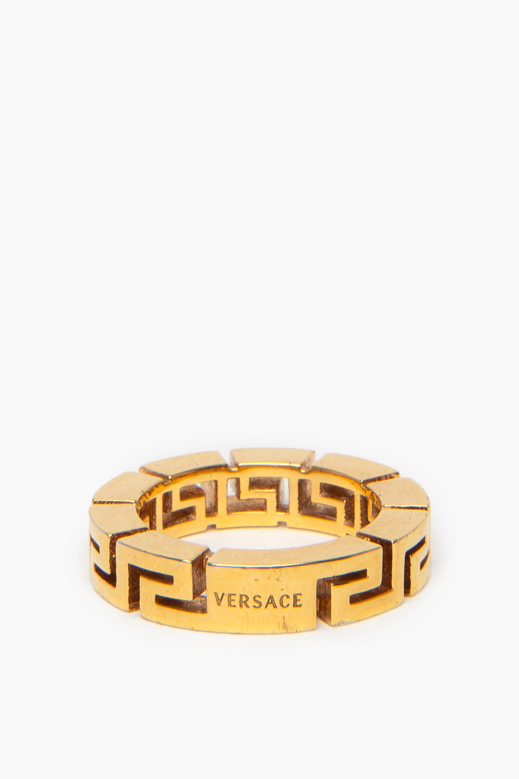 Versace Gold Tone Greca Ring Size 9