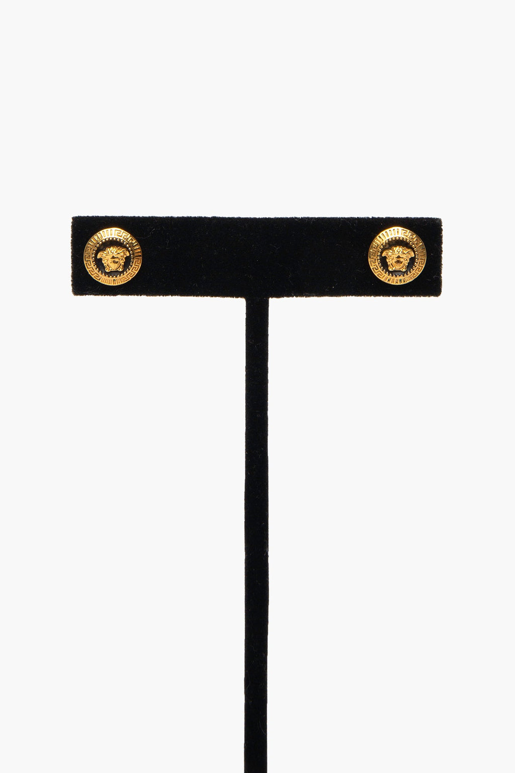 Versace Gold Tone Medusa Stud Earrings