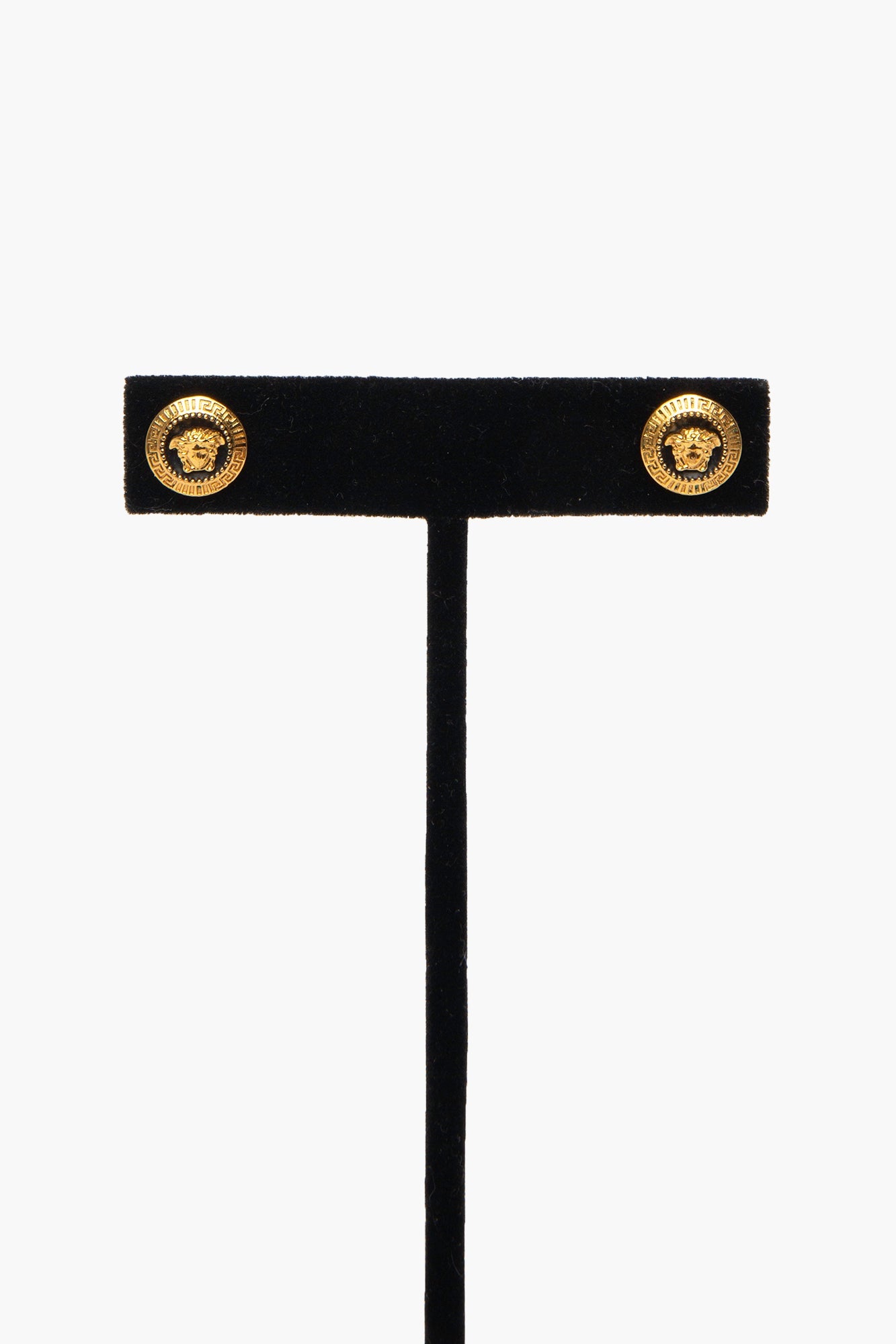 Versace Gold Tone Medusa Stud Earrings