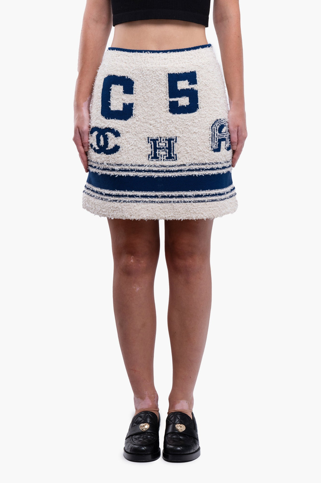 Chanel 2019 White Rue Cambon Tweed Skirt Size M/38