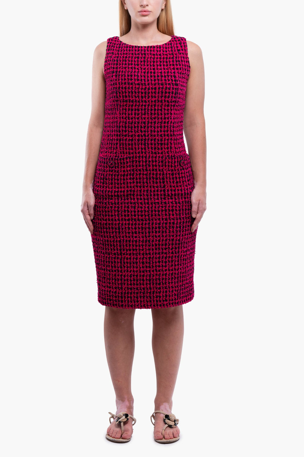 Chanel Pink Tweed 2016F Runway Dress Size 42